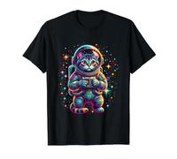 Un Chat Astronaute Explore l'univers Spatial des étoiles étincelantes T-Shirt Graphique avec Valeur, Homme, Noir, XL