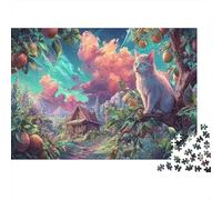 Un Chat Blanc Assis dans Un oranger 1000 Pieces Jigsaw Puzzle for Adults Pet Cadeau D’Anniversaire Loisir Créatif Décoration De La Maison 38x26cm/1000pcs