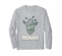 Un Chat Cow-Boy drôle avec Meowdy avec Une Chance de boulettes de Viande Manche Longue