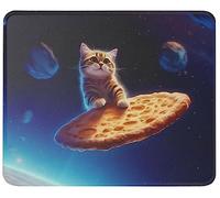 Un Chat Curieux Transporte Une Pizza dans l'espace des Astronautes Mousepad Confort Mouse Pad Portable Tapis De Souris pour Bureau Maison Jeu 25X30Cm