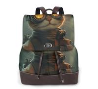 Un chat des forces spéciales portant des lunettes Sac à dos de voyage tendance Sac à dos décontracté Sac à dos imprimé en cuir pour femme pour le travail