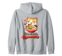Un Chat drôle et désespérément ramentic Mangeant des Ramen Aime Un Jeu de Mots Sweat à Capuche