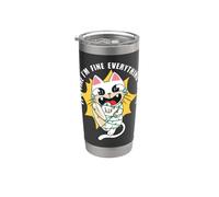 Un chat drôle, je vais bien, tout va bien, tout va bien Noël Gobelet isotherme en acier inoxydable double paroi