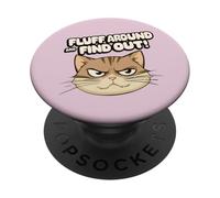 Un Chat en colère Peluche Autour et découvre Give Me Food Fun PopSockets PopGrip Adhésif