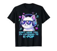 Un Chat K-Pop drôle ne Peut Pas Vous Entendre en écoutant Kpop Glitch Art T-Shirt