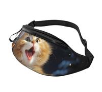 Un Chat Mignon Chante des Chants De Noël Sacs Banane Polyvalent Sac De Voyage Réglable Fanny Pack pour Sorties Sports Camping 14X35Cm