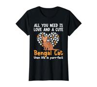 Un Chat Mignon du Bengale Alors Life is Purr-FECT Kitty Leopard Skin T-Shirt Graphique avec Valeur