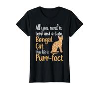 Un Chat Mignon du Bengale Alors Life is Purr-FECT Kitty Leopard Skin T-Shirt Graphique avec Valeur