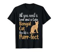 Un Chat Mignon du Bengale Alors Life is Purr-FECT Kitty Leopard Skin T-Shirt Graphique avec Valeur