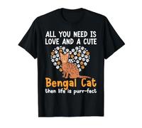 Un Chat Mignon du Bengale Alors Life is Purr-FECT Kitty Leopard Skin T-Shirt Graphique avec Valeur, Homme, Noir, S