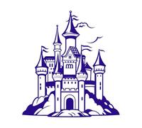 un château majestueux et de conte de fées parfait Stickers muraux 42x45.9cm Embellissement mural Bleu foncé