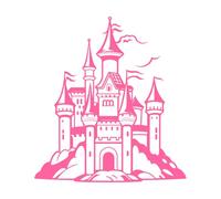 un château majestueux et de conte de fées parfait Stickers muraux en vinyle 67.2x73.4cm Amovible sans laisser de colle Rose