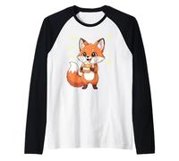 Un Chien de forêt de Renard Roux Kawaii grignote joyeusement Manche Raglan