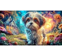 Un Chien Duveteux se Repose sur Un canapé orné Puzzle 1000 pièces pour Adultes et Enfants - Jeu extrêmement Difficile & Stimulant Idée Cadeau Parfaite 38x26/1000pcs