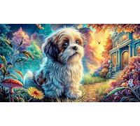 Un Chien Duveteux se Repose sur Un canapé orné Puzzle 1000 pièces pour Adultes - Jeu Familial Amusant DéFi éduchatiF Difficile 75x50/1000pcs