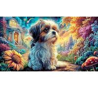 Un Chien Duveteux se Repose sur Un canapé orné Puzzle 1000 pièces pour Adultes - Jeu Familial Difficile & Stimulant Activité à Domicile 38x26/1000pcs
