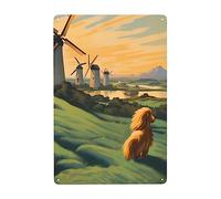 Un Chien Est Assis Sur L'Herbe Avec Un Moulin À Vent Plaque Étain Signe Rétro Affiche Poster Plaque Drôle Métal Tôle Signe Pour Café Maison Salle De Bain