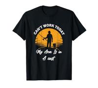 Un chien pour hommes, je ne peux pas travailler aujourd'hui, mon bras est dans un casting, papa en train de pêcher T-Shirt
