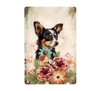Un Chien Sourit Parmi Les Fleurs Plaque Étain Signe Drôle Affiche Poster Plaque Rétro Métal Tôle Signe Pour Maison Chambre Salon