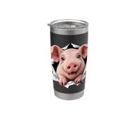 Un cochon drôle jette un coup d'œil mignon aux animaux du zoo Gobelet isotherme en acier inoxydable double paroi