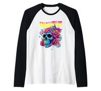 Un Corbeau a quitté Le crâne Le Matin et Un Incubus Fleuri avec Vue sur Halloween Manche Raglan