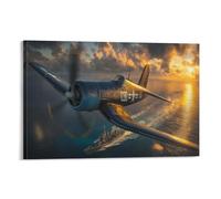 Un Corsaire F4U de la Seconde Guerre mondiale Murale Avion de Chasse Decoration Murale Peinture Sur Toile Impression Sur Toile Affiche Décor Mural Abstrait Pour Chambre Élégante 12x18inch(30x45cm)