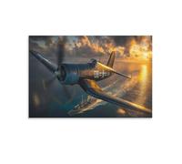 Un Corsaire F4U de la Seconde Guerre mondiale Peinture Poster Mural Avion de Chasse Décoration Murale Peintures Sur Toile Impression Sur Toile Affiche Décor Pour La Décoration 12x18inch(30x45cm)