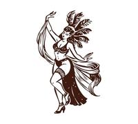 un croquis représentant une danseuse burlesque Stickers muraux 36x57.7cm Culture du tatouage Café
