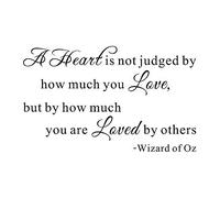 Un Cœur n'est pas Jugé par la quantité que vous aimez le Magicien d'Oz inspirants Maison Famille panoramique DIY Vinyle Citation dicton Sticker mural Stickers transfert amovible Mots Lettrage Size1: 23.2" x 14.1" noir