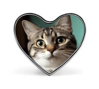 Un curieux badge en forme de cœur de chat en alliage d'aluminium, épinglette pour cadeau de Saint-Valentin, broches pour vestes, sacs à dos et autres vêtements
