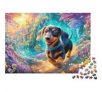 Un Dachshund dans Un Jardin de Conte de fées Puzzle De 1000 Pièces Chien Mignon Parfait pour Le Lien Familial, Adultes Et Enfants 52x38cm/1000pcs