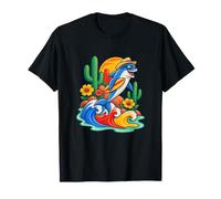 Un Dauphin commun enfonce Une Large flaque d'eau en Trois connectés T-Shirt