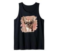 Un dessin d'un chien chihuahua mignon avec des lunettes de soleil Débardeur