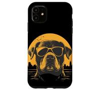 Un dessin d'un chien rottweiler cool avec des lunettes de soleil Coque pour iPhone 11