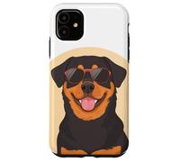 Un dessin d'un chien rottweiler cool avec des lunettes de soleil Coque pour iPhone 11