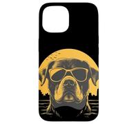 Un dessin d'un chien rottweiler cool avec des lunettes de soleil Coque pour iPhone 15