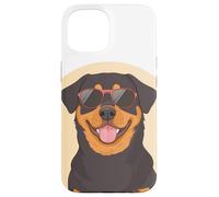 Un dessin d'un chien rottweiler cool avec des lunettes de soleil Coque pour iPhone 15