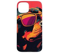 Un Dessin d'un Chien Rottweiler Cool avec des Lunettes de Soleil Coque pour iPhone 15 Plus