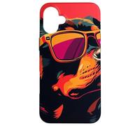 Un Dessin d'un Chien Rottweiler Cool avec des Lunettes de Soleil Coque pour iPhone 16 Plus
