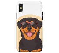 Un dessin d'un chien rottweiler cool avec des lunettes de soleil Coque pour iPhone X/XS