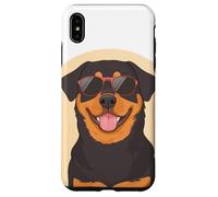 Un dessin d'un chien rottweiler cool avec des lunettes de soleil Coque pour iPhone XS Max