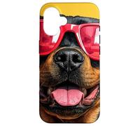 Un Dessin d'un Rottweiler Cool avec des Lunettes de Soleil Coque pour iPhone 16