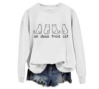 Un Deux Trois Cat, Chemise Un Deux Trois Cat, Adorable Amoureux des Chats Français, Chemise à Manches Longues, Sweat-shirt Unisexe, blanc, M
