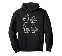 Un Deux Trois Chat Français Comptage Jeu de Mots Minimal Line Art Sweat à Capuche