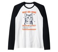 Un Dicton Funny Cat Lives pour Les Amoureux des Chats Manche Raglan