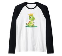 Un dinosaure heureux montrant sa couronne pour les amoureux du jurassique Manche Raglan