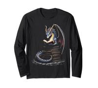 Un Dragon Fantastique lisant Un ver de bibliothèque enchanté, Ambiance d'halloween Manche Longue