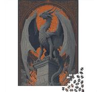 Un Dragon géant se Tient sur Un Ancien Pilier de pierrePuzzles 1000 Pièces pour Adultes, Jeux ÉduChatifs