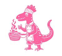un dragon portant une toque de chef porte une toque de chef Stickers muraux 54.6x56.2cm Peinture murale artistique Rose