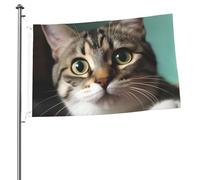 Un drapeau chat curieux de 61 x 91 cm avec impression double face pour l'extérieur, les vacances, bannière cadeau avec œillets, toile de fond pour photo pour décoration intérieure et extérieure